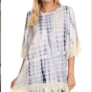 Tie Dye Top with fringe detail